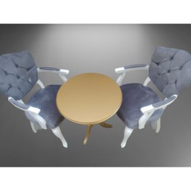 Resim BENGİ TİCARET Fiskos-Berjer18378 Sandalye Kelebek Parlak beyaz-ceviz KapitonE Kumaş Aslan ayak 