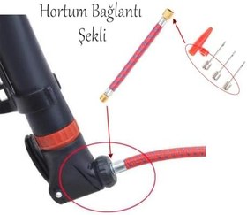 Resim Badem10 Metal Plastik Pompa Ucu İğne Seti 5'li Hortum Bağlantılı Bisiklet Top Yat Şambrel Teker Şişirme Jakı 