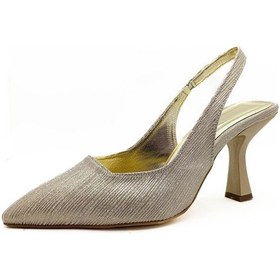 Resim Altın Renk Simli Kadeh Topuk 36- 37-38-39-40 Numara Kadın Abiye Ayakkabı Altın 