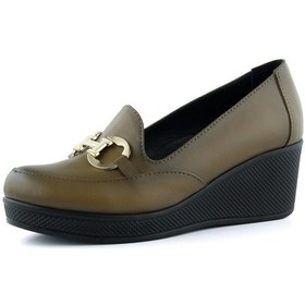 Resim Erkan Saçmacı Hayley Kahverengi Hakiki Deri Tokalı Yuvarlak Burun Dolgu Topuklu Günlük Ayakkabı Kahverengi 