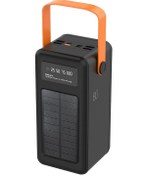 Resim Robeve 80000 Mah Powerbank Güneş Enerjili Solar Powerbank Fenerli Dahili Kablolu Taşınabilir Şarj Aleti Siyah - Turuncu 
