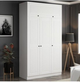 Resim Minar Kale 3 Mebran Kapaklı 2 İç Çekmeceli Dolap Ve Yüklük Beyaz 235cm Beyaz 