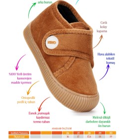 Resim Kiko Kids Kız Çocuk Taba Renkli Cırtlı Panduf Peluş Astar Ve Poli Taban Materyali İle Günlük Kullanım 
