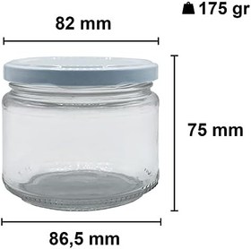 Resim Afracam 300 ml Metal Beyaz Kapaklı Şeffaf Cam Kavanoz 24 Adet 