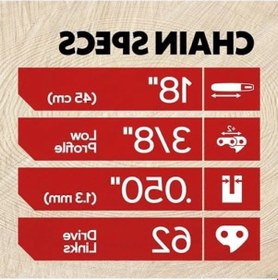 Resim 3'lü Paket Motorlu Testere Zinciri, 45,7 Cm Çubuk İçin, Düşük Geri Tepme 