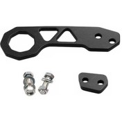 Resim Tongxida Alüminyum Arka Çekme Kancası Römork Halkası Araba İçin 2 X Vida Delikli Siyah 