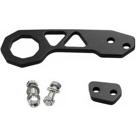 Resim Tongxida Alüminyum Arka Çekme Kancası Römork Halkası Araba İçin 2 X Vida Delikli Siyah 