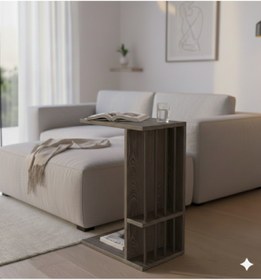 Resim Unisoft Pintdi C Tipi Koltuk Yanı Sehpası Dergilikli Laptop Kahve Yan Sehpası Cafe Legna - Antrasit 