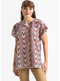Resim Kısa Kol Şile Bezi Kilim Bluz Tek renk Tkrn Tek Renk 