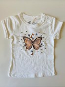 Resim Liva Kız Bebek Boncuk Işlemeli Beyaz T-shirt 