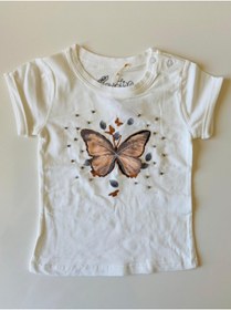 Resim Liva Kız Bebek Boncuk Işlemeli Beyaz T-shirt 
