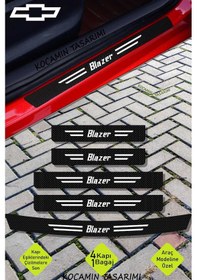 Resim Chevrolet Blazer Şık Ve Çizilmeye Dayanıklı Karbon Kapı Bagaj Eşiği Koruyucu Folyo Seti Blazer Yazılı 