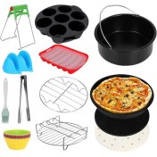 Resim Yuandong 13 Parça 7 Inç (18cm) Yui / Xiaomi / Philips / Kumtel Uyumlu Air Fryer Aksesuarları Set - Siyah (Yurt Dışından) 