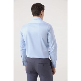 Resim D'S Damat Ds Damat Slim Fit Mavi Düz Nano Care Gömlek 4HE02SG00024M 