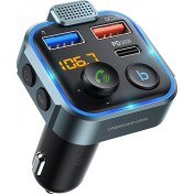 Resim Bluetooth 5.0 Fm (Ukw) Verici, Araç Için, Qc3.0 + Tip C Pd 20 W Araç Şarj Cihazı, Kablosuz Fm Radyo, Bas Ses, Müzik Çalar, Eller Serbest Konuşma Tertibatı ve USB Bellekler Için Bağ (Yurt Dışından) 