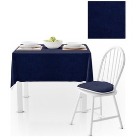 Resim Lacivert Düz Renk Petek Dokuma Masa Örtüsü 140x220 