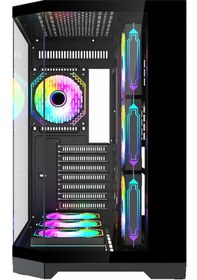 Resim F-7 Edge 7x Argb Pwm Fan Siyah Atx Akvaryum Gaming Kasa Oyuncu Kasası 