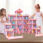 Resim 5 Katlı 27 Piesli Rose Poupée Evi, ABS Malzemesi, Tapis, Mobilya, Marionetler, Merdivenler, TV, Dolap, Rol Yapma, Noel ve Doğum Günü Cadetleri İçin Mükemmel 