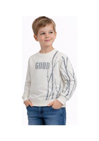 Resim Baglan Erkek Çocuk Önü Arkası Baskılı Sweatshirt Bgl-st05241 Ekru 