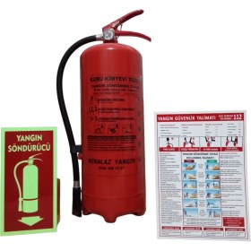 Resim Miralaz Ticaret 6 kg Yangın Söndürücü Tüp Askı Aparatlı+Levhalı+Talimatlı 