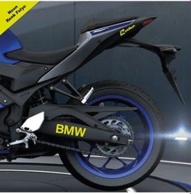 Resim Bmw Yazılı Neon Sarı Arka Maşa Sticker Etiket Modeli 