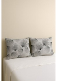 Resim İndiba Gri Desenli 2 Li Yastık Kılıfı Pamuklu Kumaş Fermuarlı Gri 