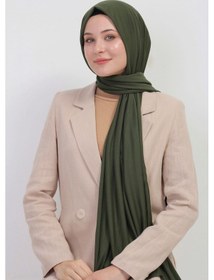 Resim Manolyaşal İslamic Hijab Tesettür Penye Şal - 70 X 180 / Haki Haki 