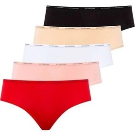 Resim U.s. Polo Assn. Kadın 5'li Yüksek Bel Slip Kırmızı-somon-ten-beyaz-siyah 001 