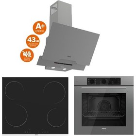 Resim Ferre Flowart Via Vitroseramik QBL62CPR - MS261 - D065-SA Sessiz Elektrikli Ankastre Set Gri 
