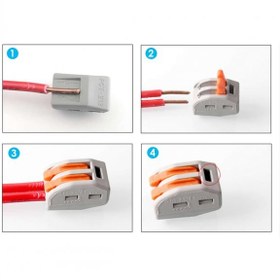 Resim 2li Kolay Kablo Tel Birleştirici Konnektör Vidasız Klemens 250V 32A 1mm/4mm Elektrik Kablo Bağlantı 