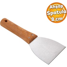 Resim Badem10 Ahşap Saplı Metal Macun Spatula Temizlik Boya Sıva Kazıma Harç Karıştırma Ispatulası 8 cm 