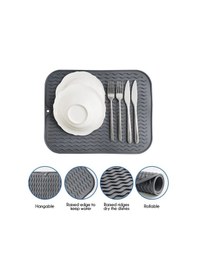 Resim 1 Adet Çok Amaçlı Bulaşıklık Tezgah Üstü Kurutmalık Durulama Matı 36x28 Cm Gri 