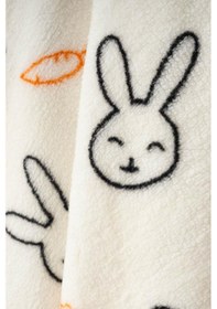 Resim Bebitof Sevimli Tavşan Desenli Peluş Battaniye Bbtf.ekr.95077 Ekru 