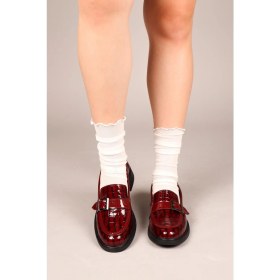 Resim Birikon DARİA Kroko Garnili Tokalı Loafer BORDO 