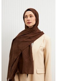 Resim Mirsoy Scarf Aura Desen Pamuk Jakar Şal Acı Kahve 