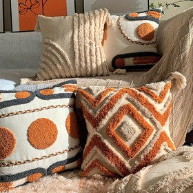 Resim 1 adet Bohem Tarzı Nakışlı Dekoratif Yastık Kılıfı, Fas Geometrik Delikli Tasarım, Çiftlik Yastık Kılıfı, 45.72cm x 45.72cm, Koltuk, Yatak Odası, Oturma Odası için Rahat Modern Ev Dekoru - Makine Yıkanabilir, Fermuar Kapanışı, Polyester Karışımı, Oturma Odası Dekoru | Bohem Tarzı | Fermuarlı Kapak, Dekoratif Yastıklar 