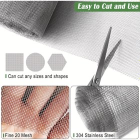 Resim 2.5m x 60cm Paslanmaz Çelik Ağ, 20 Ağ Ekran - Bahçe, Fare, Böcek, Genişlik 60cm için Dayanıklı Filtre ve Koruma Ağı | Dayanıklı Metal Ağ | İnce Ağ Ekran, Fare Koruma 