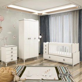 Resim Garaj Home Melina Yıldız 3 Kapaklı Bebek Odası Takımı - Gri 