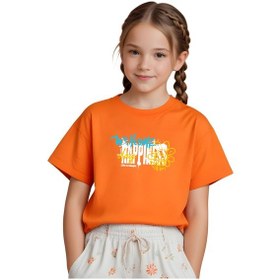 Resim Fyk Kids Kız Çocuk Wellcome Happines Baskılı Tişört Turuncu 
