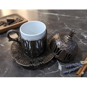 Resim Osmanlı Motifli Bakır Renk Kahve Fincanı 1 Adet 1. Kalite Kalın Ağır Model 
