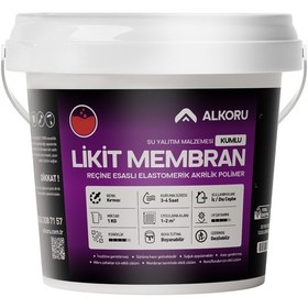 Resim Alkoru 1 Kg Kırmızı Kumlu Likit Membran Renkli Reçine Esaslı Sıvı Su Yalıtım Malzemesi 