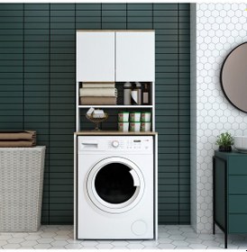 Resim Nur Mobilya Çamaşır Makinası Dolabı Beyaz 