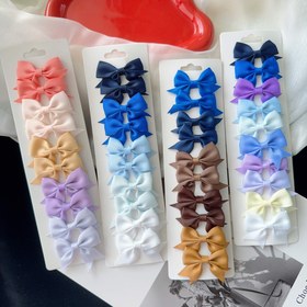 Resim 10'lu Set Moda Yeni El Yapımı Katı Saç Kurdeleleri Grosgrain Kurdele Fiyoğlu Saç Tokası ile Kız Saç Aksesuarları 