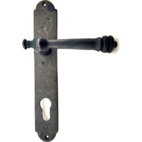 Resim Antika Tarz Dekoratif Pirinç Taşra Oda Kapı Kolu - 220X35 Mm, Oksit 