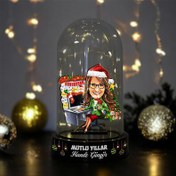 Resim Şömine Önündeki Noel Kadın Karikatürlü Fanus Biblo 