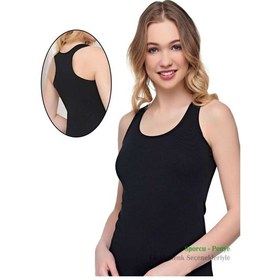 Resim Alışveriş Meydanı Kadın Siyah Kalın Askılı Likralı Sporcu Atlet 
