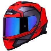 Resim Ls2 Storm 2 Faster Mat Kırmızı Kapalı Motosiklet Kaskı Gökkuşağı Camlı Kırmızı 