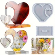 Resim 1 set Büyük Kalp Ekran Reçine Silikon Döküm Kalıbı, Ev Dekorasyonu Düğün Süsü Mezuniyet Hatırası için DIY Fotoğraf Kalp Şekilli Silikon Kalıp 
