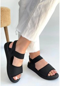 Resim Biçomi Jake Siyah Hasır Cilt Sandalet Çok Renkli 