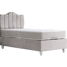 Resim Trend Tek Kişilik Baza Başlık Letto Yatak Seti Gri 90 x 200 